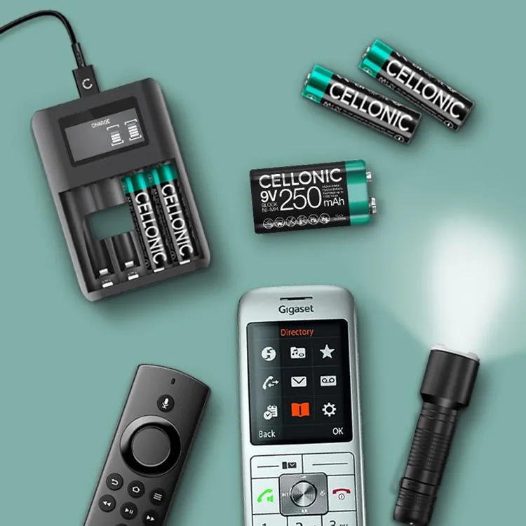 CELLONIC-Akkus, Ladegerät und Geräte des Alltags: Fernbedienung, Telefon, Taschenlampe